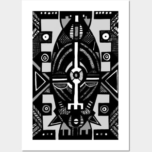 African Mask traditional tribal symbolic pattern design Posters and Art